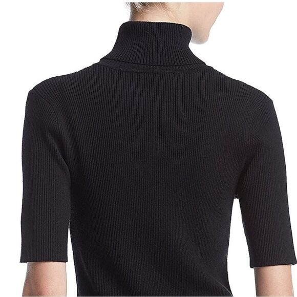 Jones New York Elbow Sleeve Mix Rib Turtleneck Sweater S, Black - Picture 2 of 6